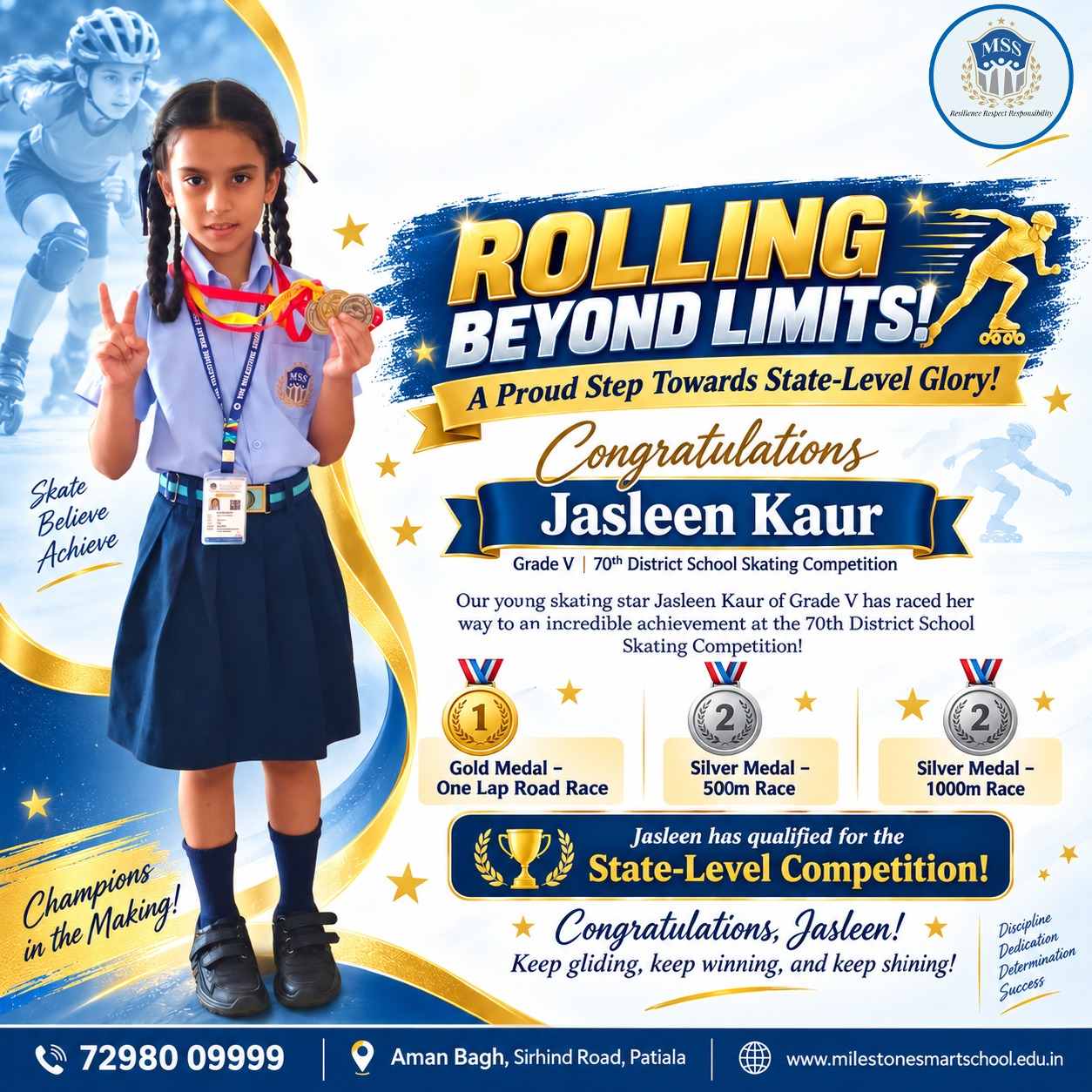 Jasleen Kaur Skating Achievement